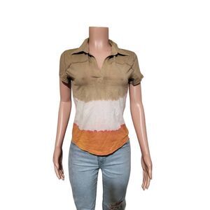 Pulp short sleeve placket tie dye shirt tee M